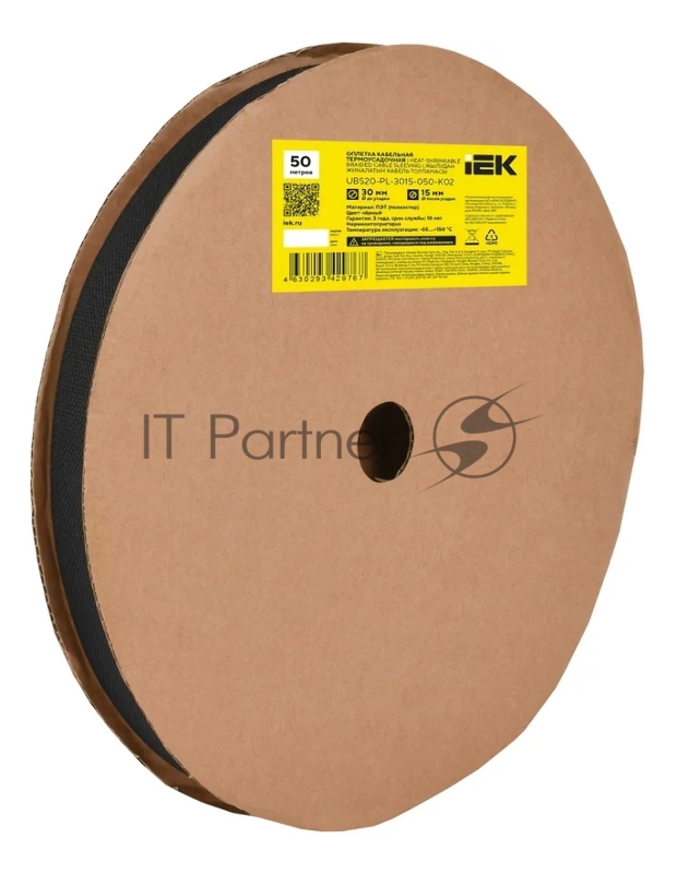 Оплетка кабельная IEK UBS20-PL-3015-050-K02, 30/15мм, 50м, термоусадочная, черная