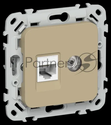 Розетка 2-местная RJ45/TV категория 5Е UTP РКТВ5е-2-0-ФлХ хаки FLITE