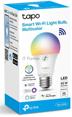 Умная Wi-Fi лампа TP-Link WiFi Bulb, A60 size, E27, 9.5W, 2000k-6500k tunable white, 800 lumens