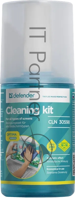 Очищающий комплекс для экранов Defender CLN 30598 Optima 200мл+микрофибра