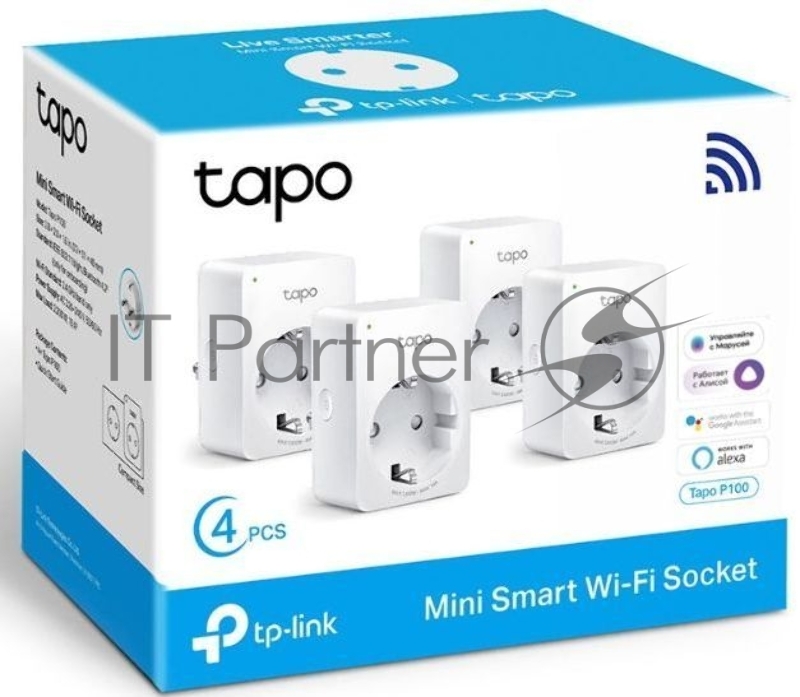 Умная розетка Mini Smart 2.4 GHz Wi-Fi Socket, 4 units, 220-240 V, Max Load 10 A, Bluetooth 4.2 (onboarding only)