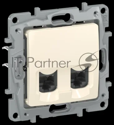 IEKETIKA Розетка компьютерная двойная RJ45 категория 5Е UTP 6723551 слоновая кость