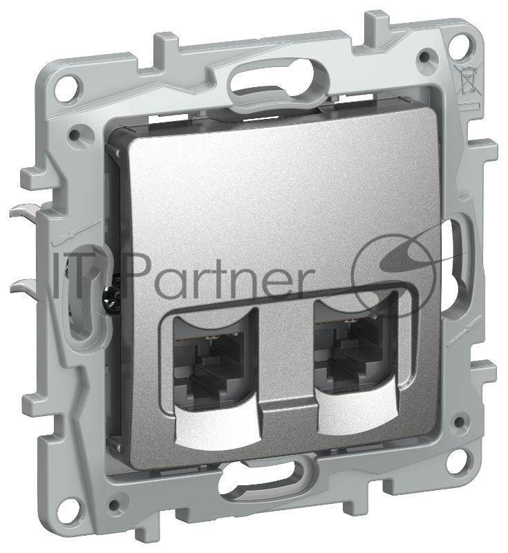 IEKETIKA Розетка компьютерная двойная RJ45 категория 5Е UTP 6724551 алюминий