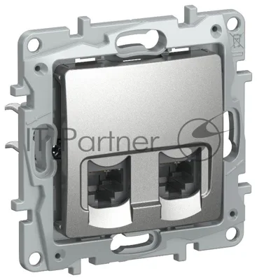 IEKETIKA Розетка компьютерная двойная RJ45 категория 5Е UTP 6724551 алюминий