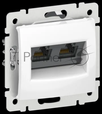 Розетка компьютерная двойная RJ45 категория 5Е UTP IEKVALENA 6942921 белый