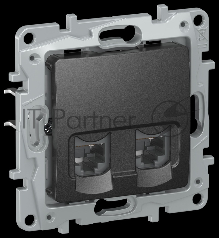 IEKETIKA Розетка компьютерная двойная RJ45 категория 5Е UTP 6726551 антрацит