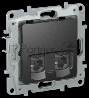IEKETIKA Розетка компьютерная двойная RJ45 категория 5Е UTP 6726551 антрацит