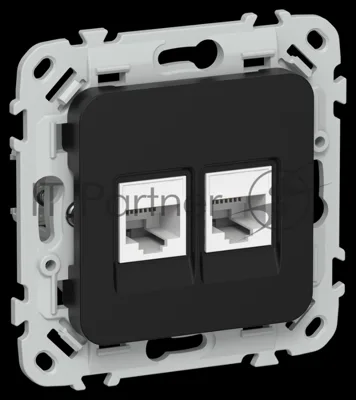 Розетка 2-местная RJ45/RJ11 категория 5Е/3 UTP РКТ5е/3-2-0-ФлЧ черный FLITE