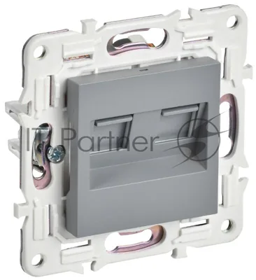 SKANDY Розетка компьютерная двойная RJ45 кат.5E SK-K03Gr серый
