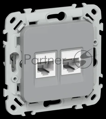 Розетка 2-местная компьютерная RJ45 категория 5Е UTP РК5е-2-0-ФлС серый FLITE