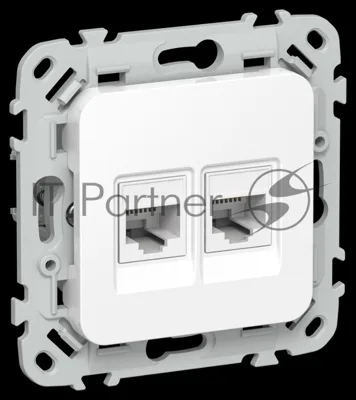 Розетка 2-местная компьютерная RJ45 категория 6 UTP РК6-2-0-ФлБ белый FLITE