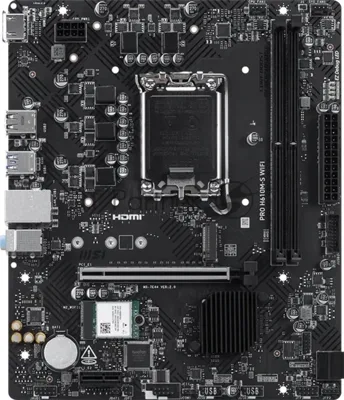 Материнская плата MSI PRO H610M-S WIFI, LGA1700, Intel H610, 2xDDR5, 2xSATA, 1xM.2, 1xPCIe 4.0 x16, 1xPCIe 3.0 x1, 1xHDMI, 1x 1Gb LAN, 2xUSB 3.2 Gen1, 4xUSB 2.0, 3x3.5 мм, 7.1, microATX