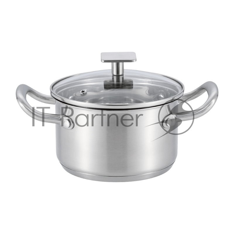 Кастрюля MAUNFELD FLORENCE MF19FR01CR из нержавеющей стали со стеклянной крышкой, 16 см, 1,9 л