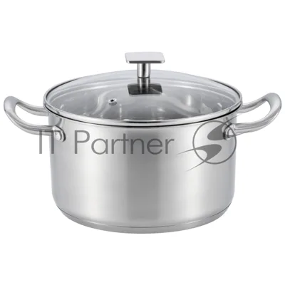 Кастрюля MAUNFELD FLORENCE MF47FR01CR из нержавеющей стали со стеклянной крышкой, 22 см, 4,7 л