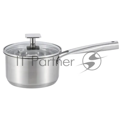 Ковш MAUNFELD FLORENCE MF18FR01SP из нержавеющей стали со стеклянной крышкой, 16 см, 1,8 л