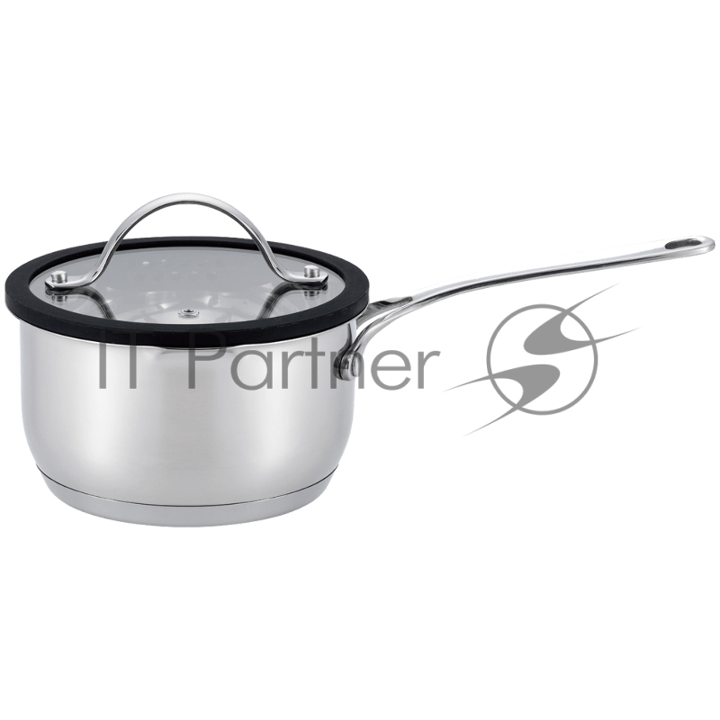 Ковш MAUNFELD ORIANA MF18RN01SP из нержавеющей стали со стеклянной крышкой, 16 см, 1,8 л