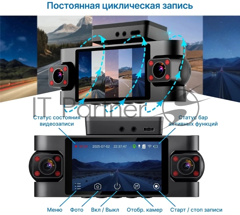 Видеорегистратор TrendVision Proof 360 GPS Ultra черный 2Mpix 2160x3840 2160p 150гр. GPS SigmaStar SSC8838G