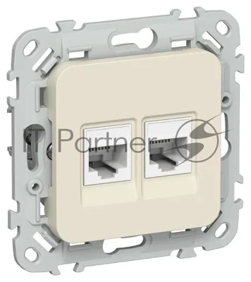 Розетка 2-местная компьютерная RJ45 категория 5Е UTP РК5е-2-0-ФлСл сливочный FLITE
