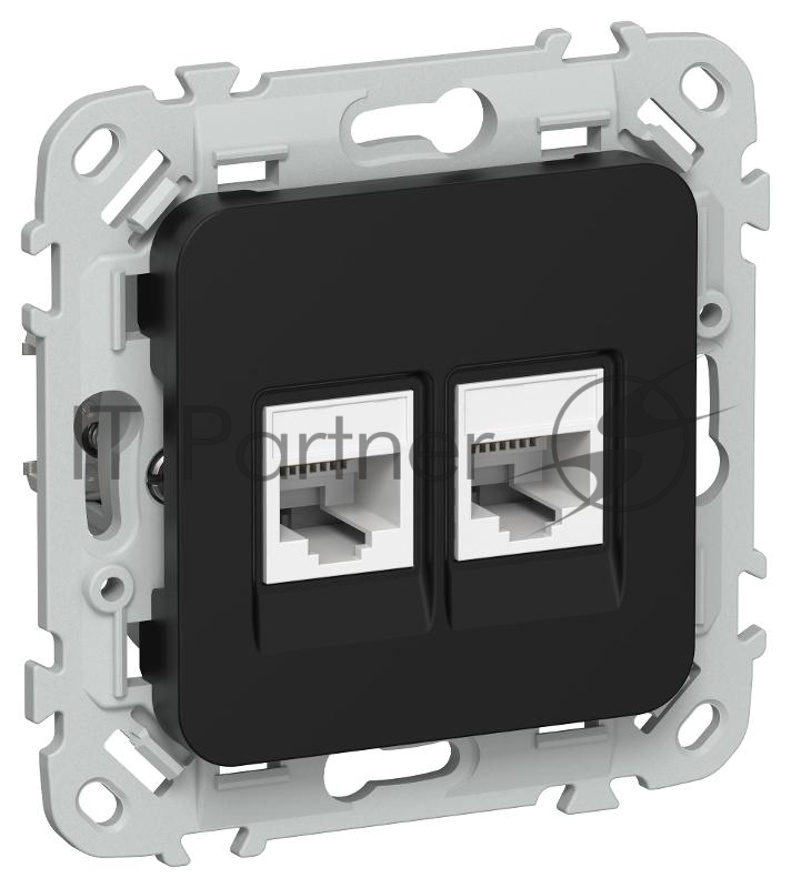 Розетка 2-местная компьютерная RJ45 категория 5Е UTP РК5е-2-0-ФлЧ черный FLITE