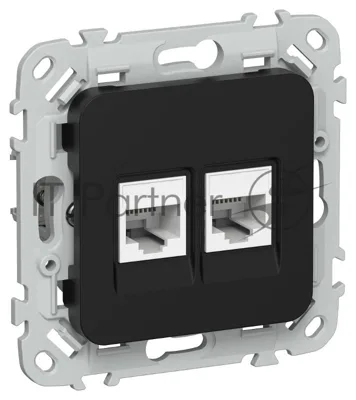 Розетка 2-местная компьютерная RJ45 категория 5Е UTP РК5е-2-0-ФлЧ черный FLITE