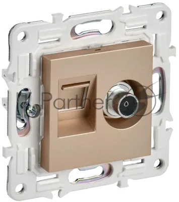 SKANDY Розетка двойная TV+RJ45 кат.5E SK-A14Sa песочный