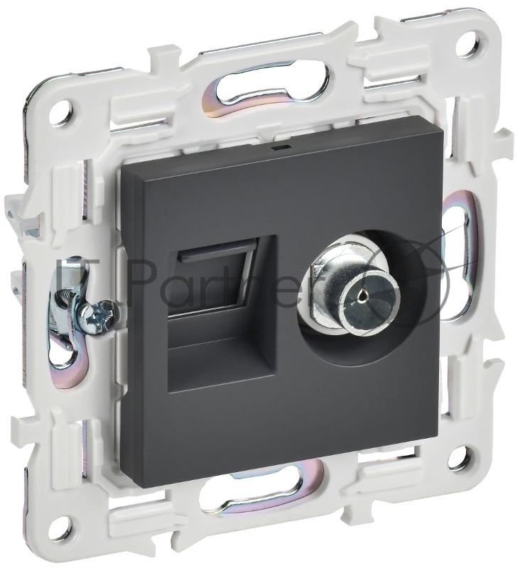 SKANDY Розетка двойная TV+RJ45 кат.5E SK-A14T титан