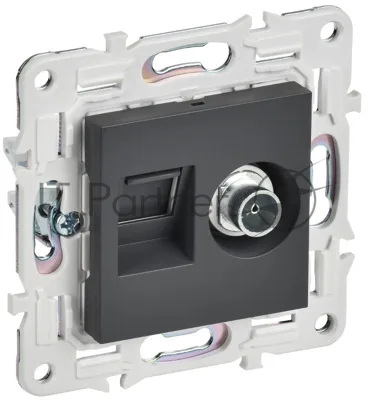 SKANDY Розетка двойная TV+RJ45 кат.5E SK-A14T титан