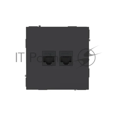 Компьютерная розетка RJ-45 без шторки, кат.6А двойная, KANT, черный уголь