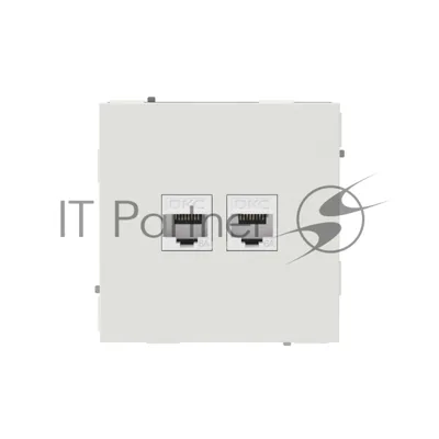 Компьютерная розетка RJ-45 без шторки, кат.6А двойная, KANT, белый песок