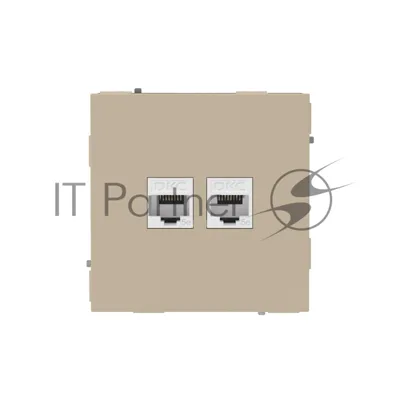 Компьютерная розетка RJ-45 без шторки, кат.5е двойная, KANT, ванильный марципан