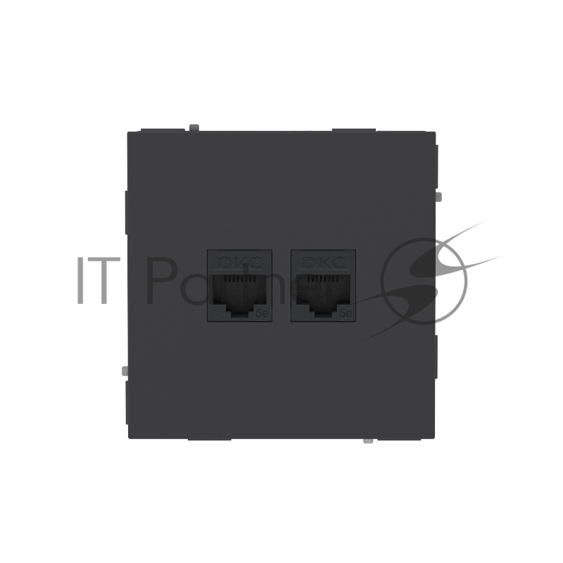 Компьютерная розетка RJ-45 без шторки, кат.5е двойная, KANT, черный уголь