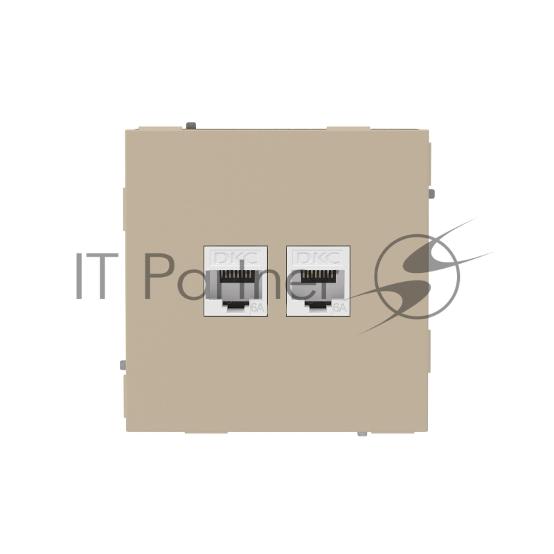 Компьютерная розетка RJ-45 без шторки, кат.6А двойная, KANT, ванильный марципан
