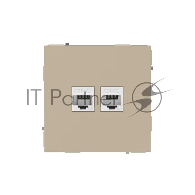 Компьютерная розетка RJ-45 без шторки, кат.6А двойная, KANT, ванильный марципан