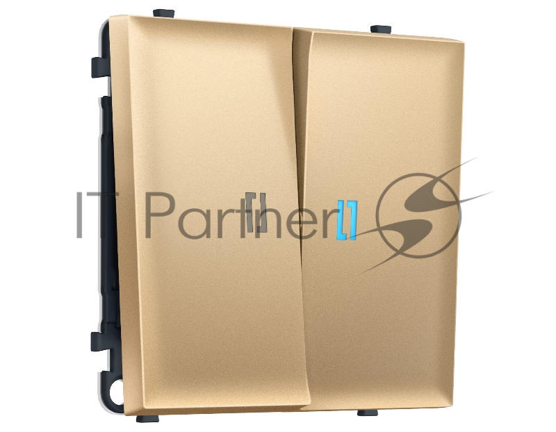 Комплект механизма 2-кл выключателя с подсветкой 10000K SIGMA Золото Мягкое касание 10A-250V QUANT PRO (SP8840, PR115, G17B)
