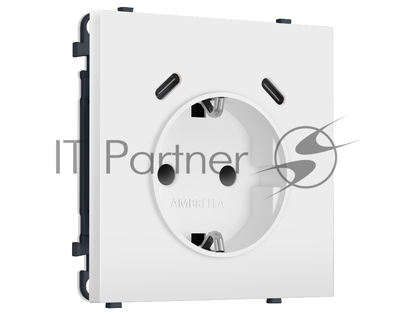 Комплект механизма электрической розетки SIGMA Белый матовый 2USB С+C 20W (быст. зар.) с/з с/ш 16A-250V QUANT PRO (SP1305, PR165)