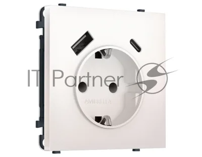 Комплект механизма электрической розетки SIGMA Жемчуг 2USB A+C 20W (быст. зар.) с/з с/ш 16A-250V QUANT PRO (SP2100, PR160)