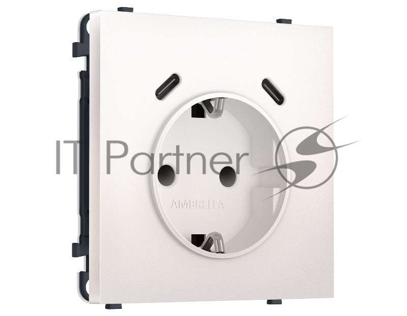Комплект механизма электрической розетки SIGMA Жемчуг 2USB С+C 20W (быст. зар.) с/з с/ш 16A-250V QUANT PRO (SP2105, PR165)