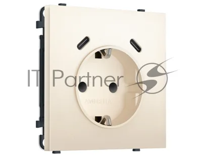 Комплект механизма электрической розетки SIGMA Жемчужно-кремовый 2USB С+C 20W (быст. зар.) с/з с/ш 16A-250V QUANT PRO (SP2505, PR165)