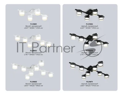 Потолочный светильник Ambrella Light FL51661/4 WH/CL белый/прозрачный GX53/4 547*330*105