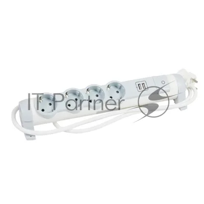 Удлинитель У04К 4 места 2P+PE 1,5м 3х1,5мм2 16А USB A+C 20Вт белый COMFORT