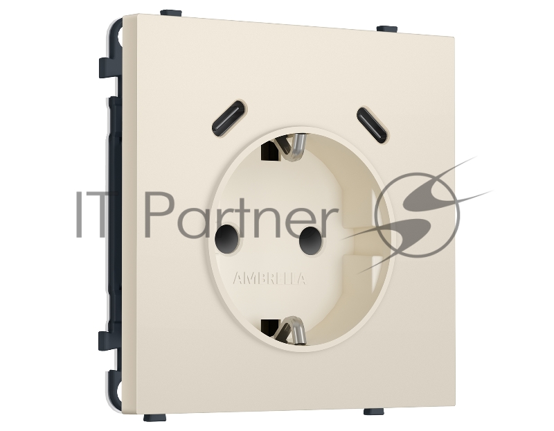 Комплект механизма электрической розетки SIGMA Бежевый матовый 2USB С+C 20W (быст. зар.) с/з с/ш 16A-250V QUANT PRO (SP3305, PR165)