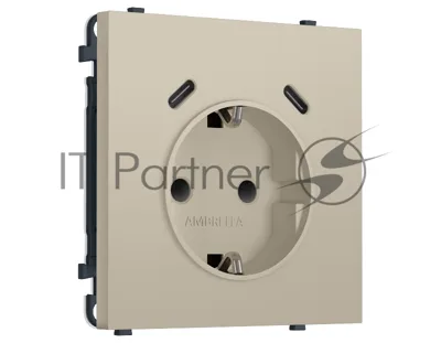 Комплект механизма электрической розетки SIGMA Кашемир 2USB С+C 20W (быст. зар.) с/з с/ш 16A-250V QUANT PRO (SP3505, PR165)