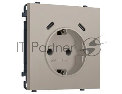 Комплект механизма электрической розетки SIGMA Серо-бежевый матовый 2USB С+C 20W (быст. зар.) с/з с/ш 16A-250V QUANT PRO (SP3705, PR165)
