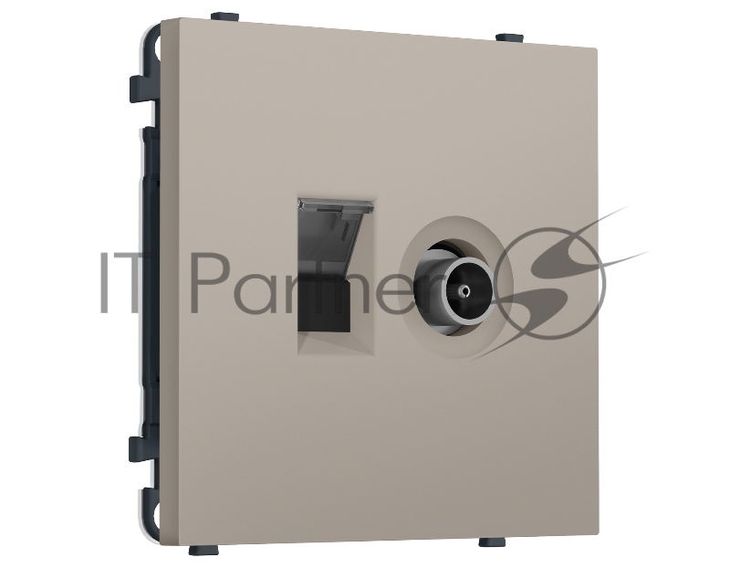 Комплект механизма розетки компьютерной + TV оконечной SIGMA Серо-бежевый матовый RJ-45 CAT6/50-870MHz 1dB с/ш QUANT PRO (SP3725, PR195)