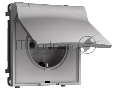 Комплект механизма электрической розетки SIGMA Сталь матовый 50Hz 2P+E с/з с/ш и крышкой IP44 16A-250V QUANT PRO (SP5080, PR141)