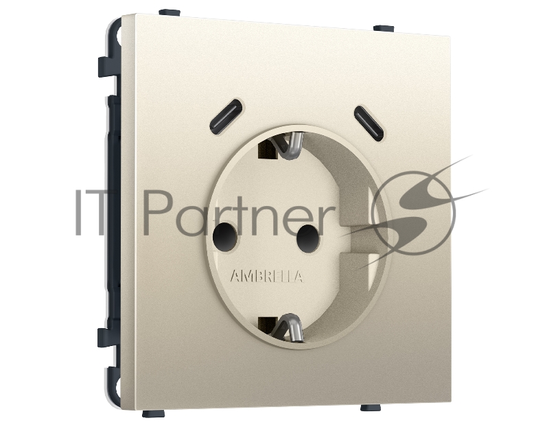 Комплект механизма электрической розетки SIGMA Шёлк 2USB С+C 20W (быст. зар.) с/з с/ш 16A-250V QUANT PRO (SP5505, PR165)