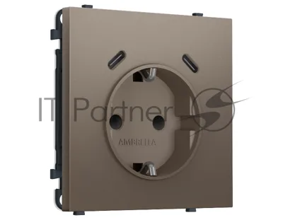 Комплект механизма электрической розетки SIGMA Темная бронза матовый 2USB С+C 20W (быст. зар.) с/з с/ш 16A-250V QUANT PRO (SP6405, PR165)