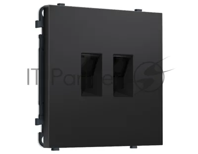 Комплект механизма компьютерной двойной розетки SIGMA Черный матовый RJ-45 (8P8C) CAT6 с/ш QUANT PRO (SP8121, PR189)