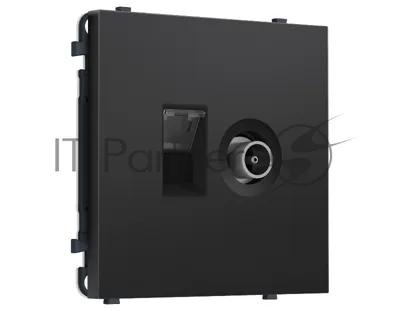 Комплект механизма розетки компьютерной + TV оконечной SIGMA Черный матовый RJ-45 (8P8C) CAT6/50-870MHz 1dB с/ш QUANT PRO (SP8125, PR195)