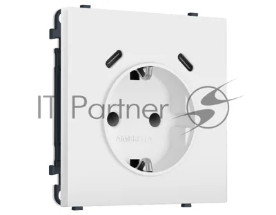 Комплект механизма электрической розетки SIGMA Белый мягкое касание 2USB С+C 20W (быст. зар.) с/з с/ш 16A-250V QUANT PRO (SP8305, PR165)